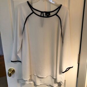 White Blouse with Black Trim XL
